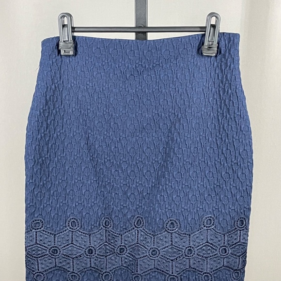 NEW Rebecca Taylor Skirt Womens 4 blue pencil midi designer classic - Picture 2 of 11
